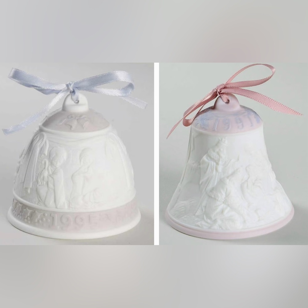 Lladro Christmas Bell Ornaments – 1995 & 1997 Porcelain – Handmade in Spain 🎄